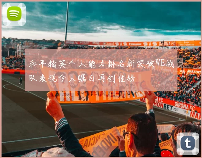 和平精英个人能力排名新突破WE战队表现令人瞩目再创佳绩